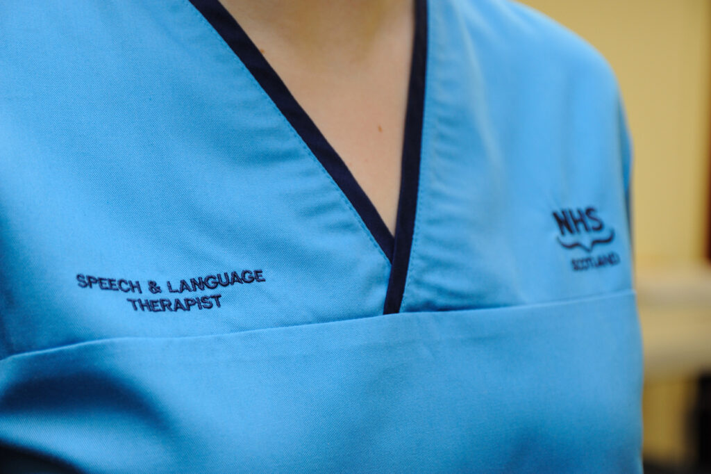 close up of a speech and language therapist uniform