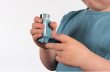 Using an inhaler with mask step 1