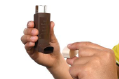 Using an inhaler with mouthpiece step 1