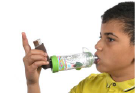 Using an inhaler with mouthpiece step 5