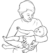 illustration of a woman holding a baby in her arms