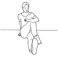 a drawing of a person sitting on the floor with one leg stretched and the other leg is bent at the knee and placed over the thigh of the leg on the floor. 