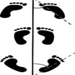 a black and white image of a foot print