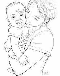 a woman stretching baby's neck with baby facing them and their left cheek against her chest